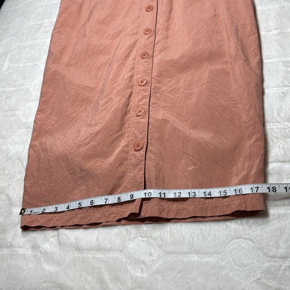 Victoria Soie 100% Silk Muted Pink Midi Shirt Dress Button Front Tunic Sz 10 - Picture 7 of 10